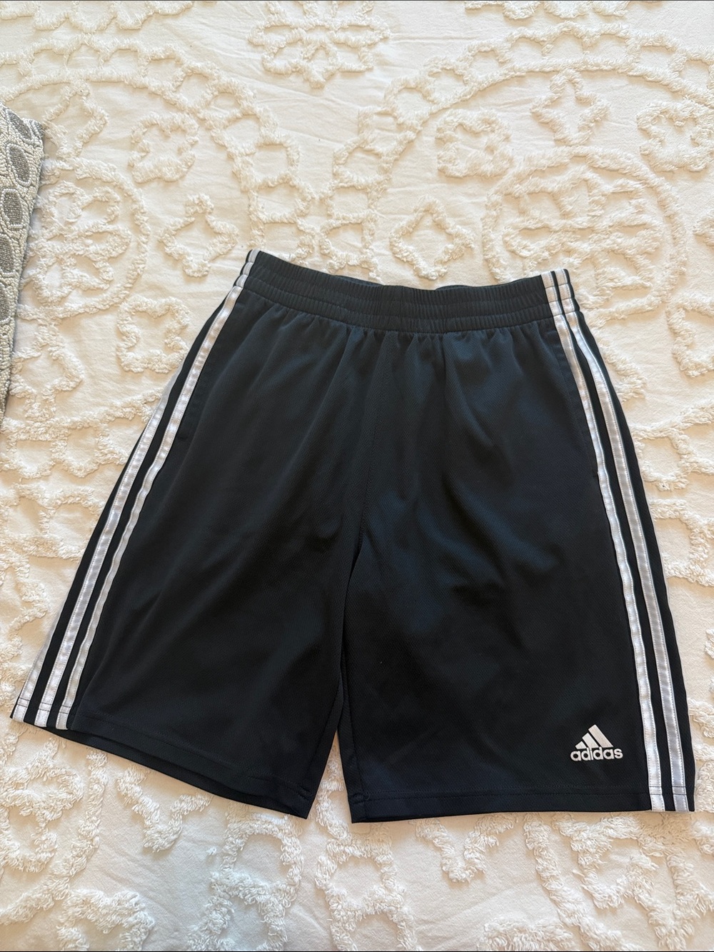 adidas Black Shorts with White Triple Stripes